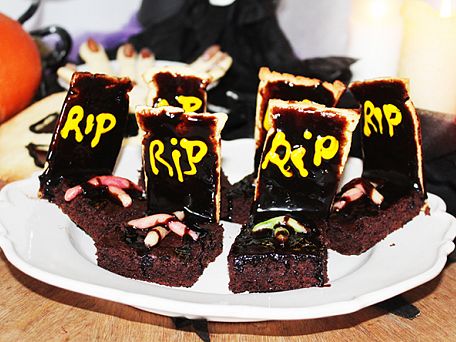 Recept na brownies halloweenské hrobečky